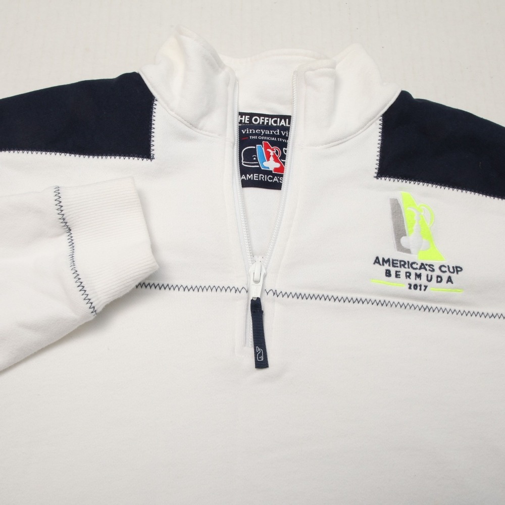 Vineyard Vines Pullover Mens S White America's Cup Bermuda 2017 Quarter Zip